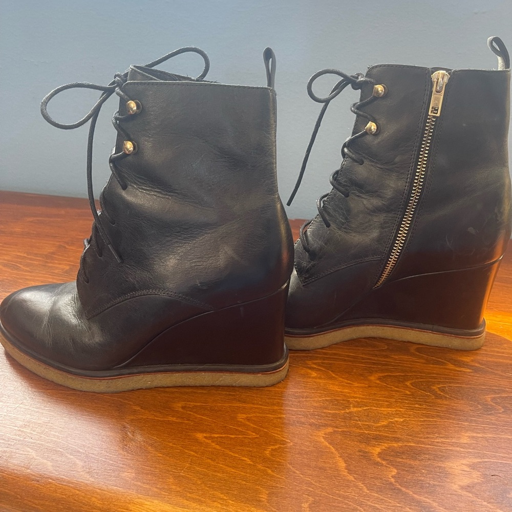Silent D Black Wedge Ankle Boots - Picture 6 of 10
